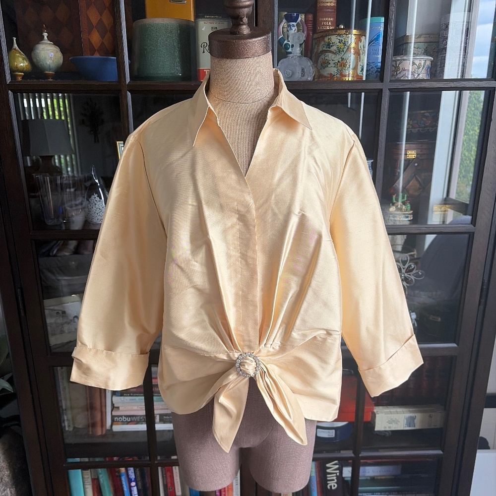 Talbots, Silk Blouse with Diamond Buckle Size 14w